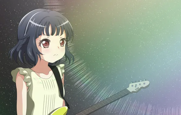 Музыка, фон, гитара, арт, девочка, Love Live School Idol Project, Живая любовь