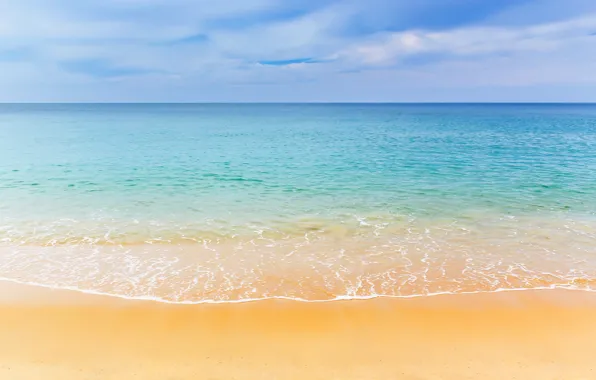 Картинка песок, море, волны, пляж, лето, небо, summer, beach