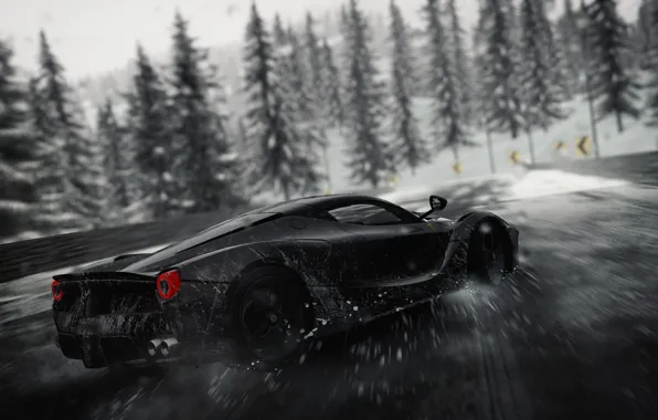 Car, Ferrari, logo, drift, game, supercar, blizzard, snow