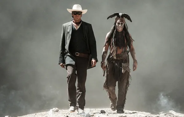 Johnny Depp, winter, The Lone Ranger, Armie Hammer, movies