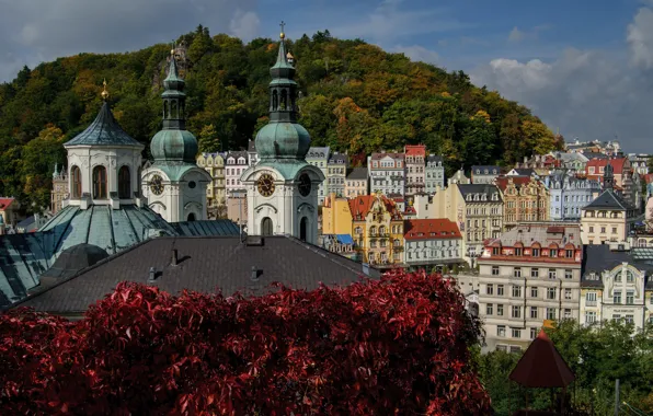 Чехия, панорама, Карловы Вары, Карлсбад