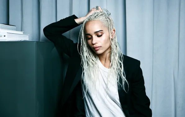 Портрет, актриса, прическа, блондинка, пиджак, Zoe Kravitz, Зои Кравиц