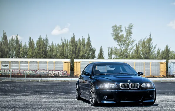 E46, бмв, BMW, небо, вагоны, тёмно синий, dark blue