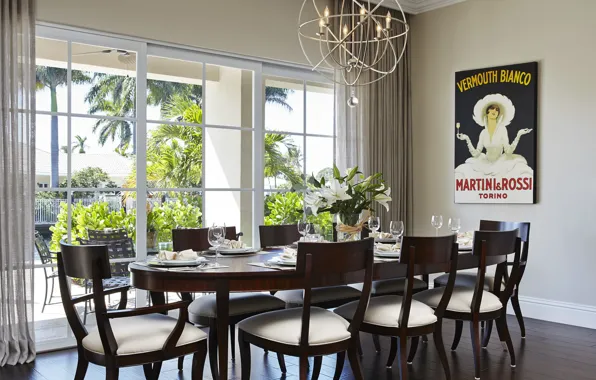 Дизайн, комната, интерьер, Флорида, столовая, Fort Lauderdale, glamour style, Inspired Glamour