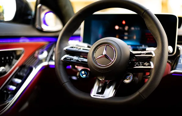 Mercedes-Benz, Mercedes, logo, AMG, S-Klasse, S-Class, steering wheel, Mercedes-AMG