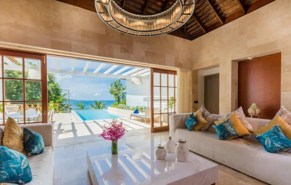 Картинка интерьер, бассейн, терраса, гостиная, Residence Grand Palladium