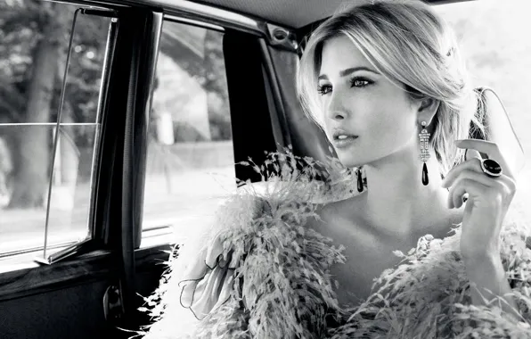 Взгляд, девушка, модель, красивая, черно-белое фото, Ivanka Trump, Иванка Трамп