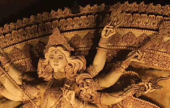 Картинка Индия, храм, Калькутта, статуя богини Дурги