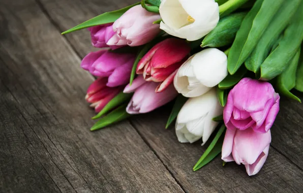 Цветы, букет, colorful, тюльпаны, pink, flowers, tulips, spring