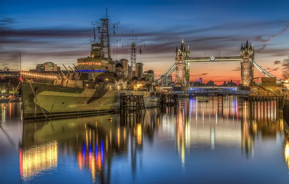 Картинка мост, корабль, Лондон