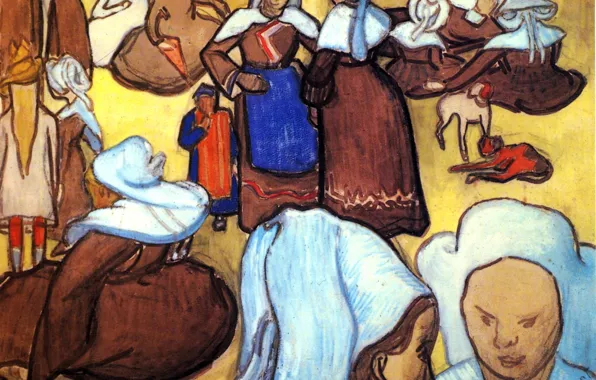 Картинка Винсент ван Гог, монашки, Breton Women, after Emile Bernard