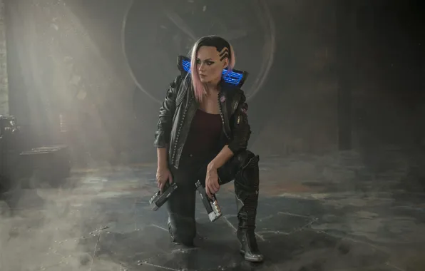 Девушка, Cyberpunk 2077, Woman Warrior, Pink Hair