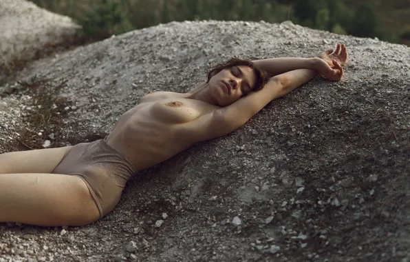 Грудь, девушка, отдых, сон, girl, нега, sleep, breasts