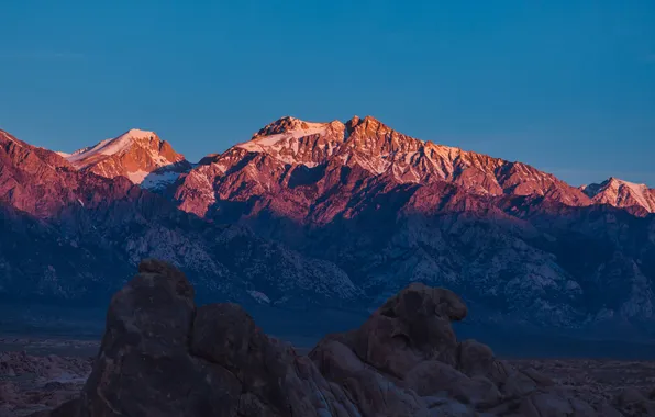 Картинка clear sky, sky, landscape, nature, mountains, sunrise, sunlight, outdoors