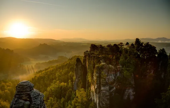 Пейзаж, закат, горы, природа