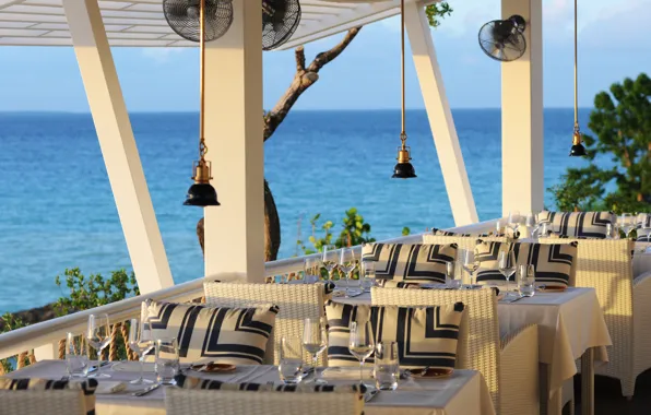 Пляж, ресторан, вид на море, терраса, Хорватия, restaurant, sea view, beachfront