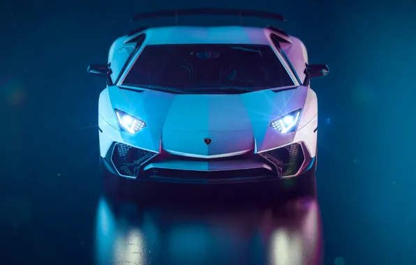 Авто, Lamborghini, Белый, Машина, Суперкар, Aventador, Lamborghini Aventador, Рендеринг
