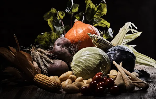 Кукуруза, урожай, овощи, капуста, картофель, свекла