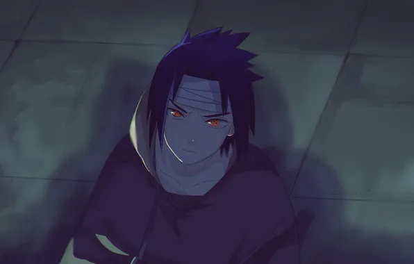 Naruto, art, sharingan, Uchiha Sasuke, by 딱지