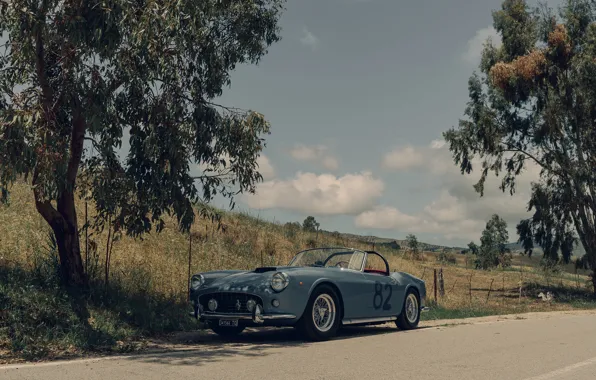 Car, 1960, Ferrari, sky, trees, 250, Ferrari 250 GT California Passo Corto