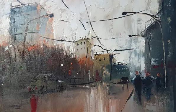 Картинка город, улица, картина