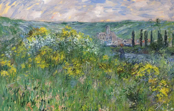Картинка природа, картина, Клод Моне, Пейзаж возле Ветёй