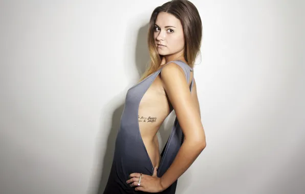 Girl, dress, woman, model, tattoo, brunette, back, tattoos