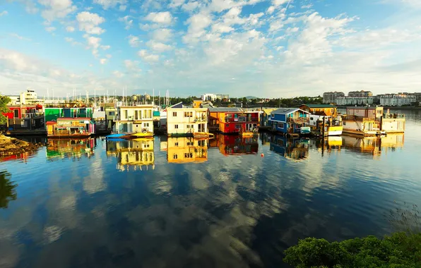 Картинка Виктория, Канада, Британская Колумбия, пристань Рыбака, плавучие дома
