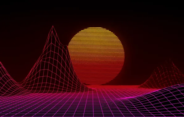 Солнце, Музыка, Звезда, Стиль, Фон, 80s, Style, Neon