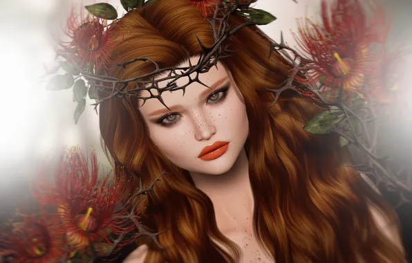 Картинка девушка, волосы, портрет, рыжая