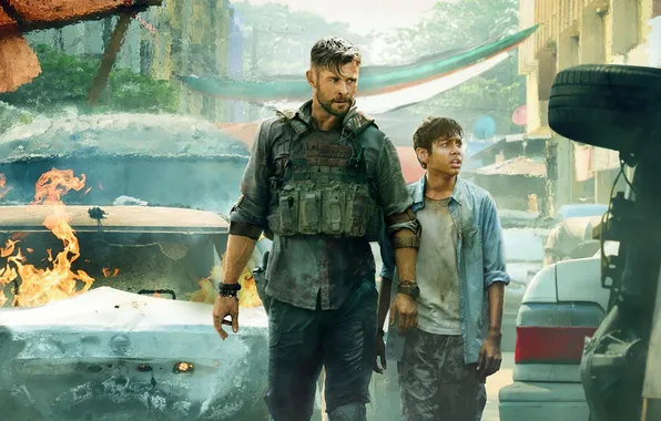 Фильм, кадр, боевик, Крис Хемсворт, Chris Hemsworth, Extraction, Тайлер Рейк: Операция по спасению, Rudhraksh Jaiswal