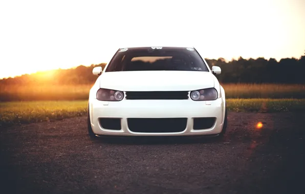 Белый, перед, R32, Golf, Turbo, Mk4