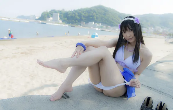 Beach, legs, asian