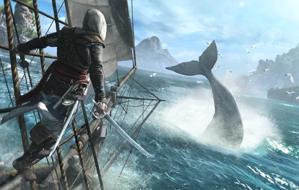 Море, корабль, пират, ассасин, Эдвард Кенуэй, Assassin's Creed IV: Black Flag, Edward Kenway