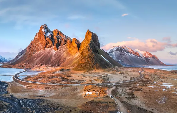 Природа, Горы, Пейзаж, Исландия, Eystrahorn