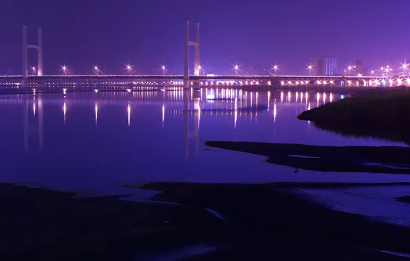 Картинка Огни, Мост, Ночь, Китай, Тайвань, ChongYang