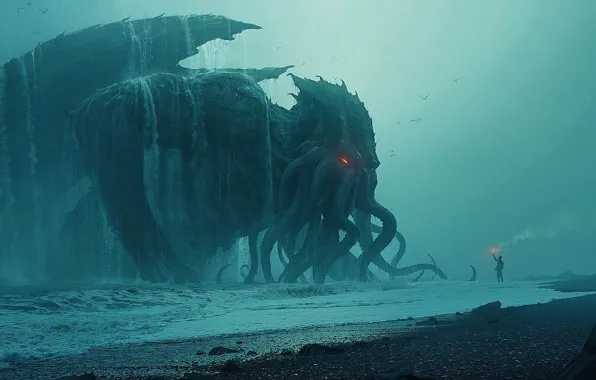Ктулху, Cthulhu, sea, behemoth, tide, Andree Wallin