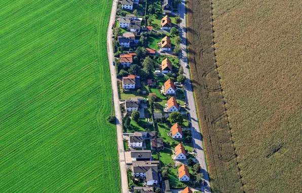 Картинка поле, дома, Германия, Бавария, панорама, Пойнг