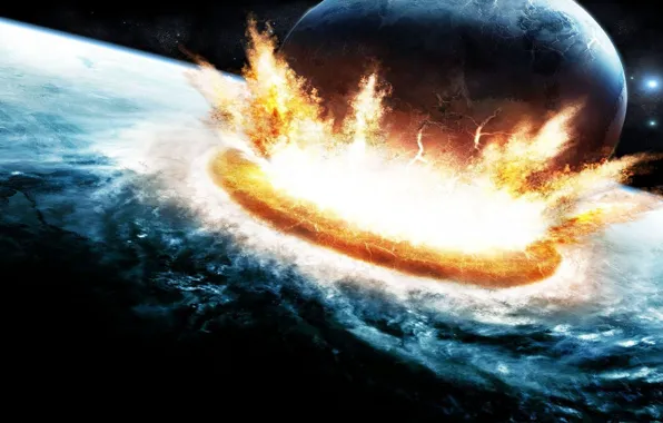 Картинка взрыв, планета, столкновение