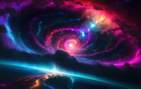 Картинка Space, Galaxy, Colorful, Digital Art, AI Generated