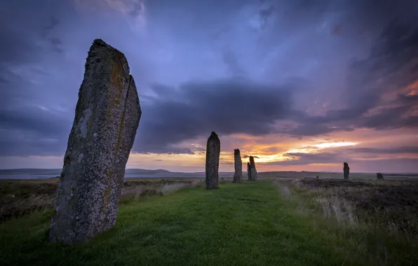 Закат, природа, камни