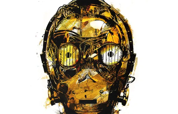Картинка робот, голова, арт, star wars, C-3PO