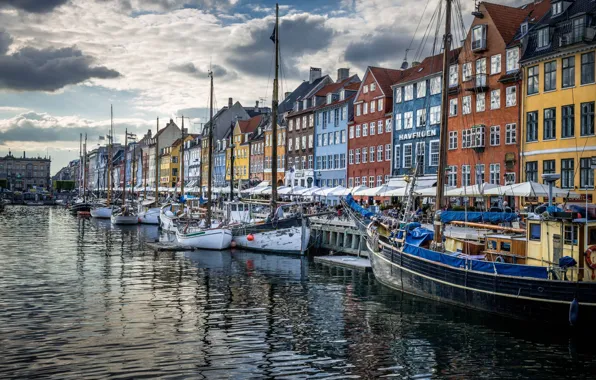Дома, Дания, набережная, Копенгаген