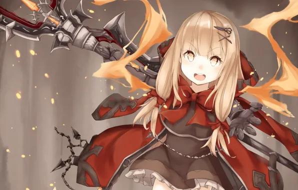 Оружие, огонь, игра, арт, девочка, Sinoalice, Akazukin