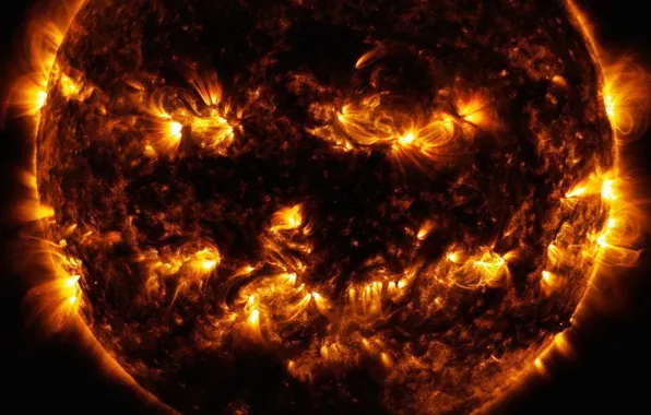 Картинка космос, Солнце, space, NASA, Sun, вспышки, снимок НАСА, Обсерватория солнечной динамики