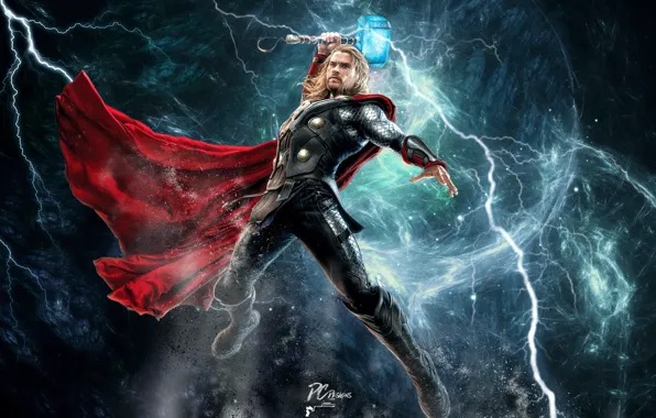Бог, молот, арт, Thor, Marvel Comics, Avengers: Age of Ultron, Мстители: Эра Альтрона, Thor Odinson