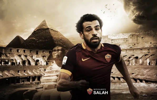 Wallpaper, sport, football, player, AS Roma, Mohamed Salah