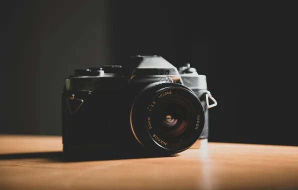Картинка Nikon, photography, camera, lens, numbers, closeup, technology, simple background