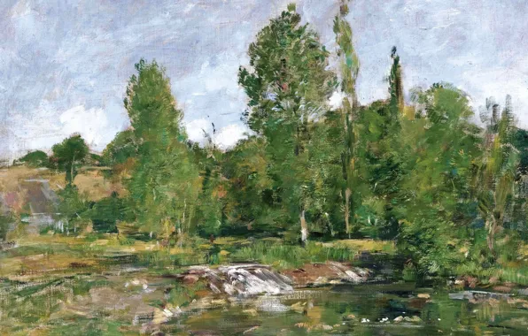 Пейзаж, картина, Эжен Буден, Eugene Boudin, Пруд. Сен-Сенери