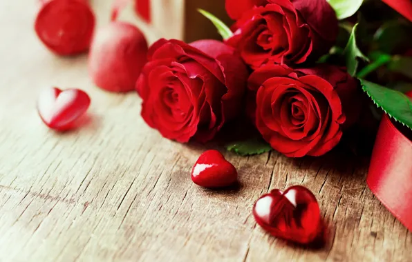 Любовь, цветы, розы, букет, сердечки, красные, red, love